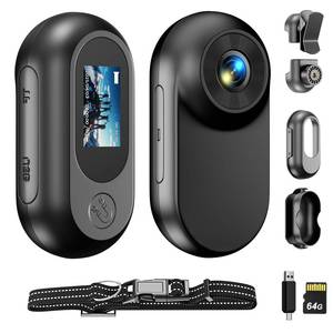 lot 2239 image: Asdraw Mini Body Camera 64GB 1080P Tiny Cam Portable Thumb Action Camera Wearable Hands-Free POV Portable Video Recorder with Two Pets Collars Mount and Bicycle Mount Bracket for Cycling Pet Vlogging