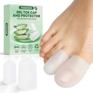lot 2243 image: Gel Big Toe Caps and Protectors - 16 Pack Silicone Toe Protectors with Aloe Vera Extract - Soft Toe Sleeves Cushions Relief for Ingrown Toenails, Corns, Blisters, Calluses and Foot Pain (Clear ��