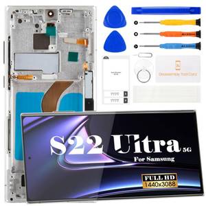 lot 2244 image: OLED for Samsung S22 Ultra 5G Screen Replacement for Samsung Galaxy S22 Ultra 5G LCD Display SM-S908 SM-S908B Digitizer Touch Screen Assembly with Frame US Version Silver (with Fingerprint)