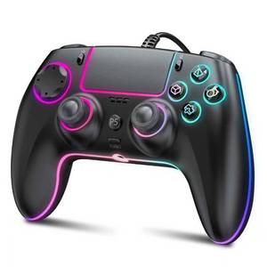 lot 2261 image: GUOC RGB Wired Controller for PS5PS4 and PC with Hall Effect Trigger, 3.5mm Audio Jack, Support TubroMacro Function, Adjustable Dual Vibration 6-Axis Motion Control Gamepad