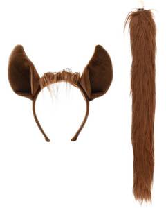 lot 2262 image: PATURPINT Horse Costume Accessory Set with Plush Brown Ears Headband, Matching Tail, 2 Piece Dress Up Kit