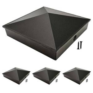 lot 2269 image: FGUYOHU 6x6 Brown Fence Post Caps Powder-Coated Aluminum Pyramid Deck Caps for 6x6 Nominal Outdoor Wood Posts (ActualTrue 5.5 x 5.5) Durable and Stylish Cap Cover 4 Pack