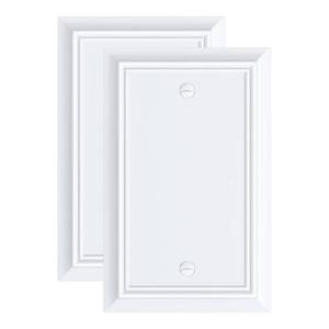lot 2281 image: 2-Pack Single Blank Wall Plate, Durable Natural Bamboo Fiber Wall Plate Cover,Pure White 1 Gang Wall Plate for Unused OutletsSwitches, Corrosion Resistant