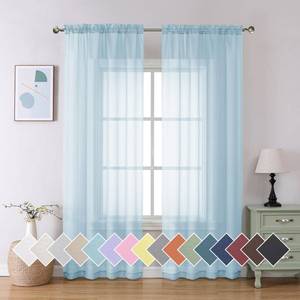 lot 2290 image: Aiyufeng 2 Pack Basic Sky Blue Sheer Curtain Drapes 84 Inch Length 2 Panels for Living Room, Light Filtering Voile Drapes for Bedroom, Patio, Sliding Door, Each 40 W x 84 L