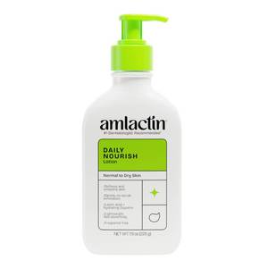 lot 2299 image: AmLactin Daily Nourish Therapeutic Body Lotion for Dry Skin - No-Scrub Exfoliator and Moisturizer - AmLactin 12% Lactic Acid Lotion, 7.9 oz (Packaging May Vary)