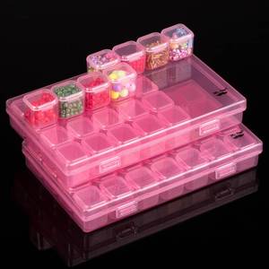lot 2303 image: Mr. Pen- Bead Storage Containers, 28 Grids, 2 Pack, Transparent Pink, 160 pcs Label Stickers, Transparent, Small Bead Organizer Box, Diamond Art, Diamond Painting Organizer