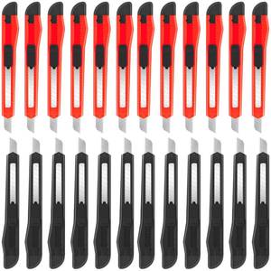 lot 2310 image: 24 Pack Box Cutters, 9mm Razor Knife, Push-Sliding Button, Box Cutter Retractable, Break-off Utility Knife, Box Opener Tool for Office, Home, School, Art DIY