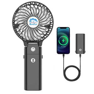 lot 2321 image: HandFan 5200mAh Portable Handheld Fan, Personal Hand Held Fan USB Rechargeable, 180° Foldable,3 Speeds Strong Airflow Cooling Fan for TravelOutdoorsBeachConcertsDisneyGamesPicnicsPark (Black)