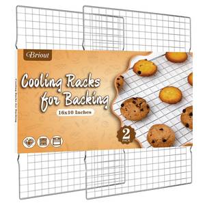 lot 2332 image: Cooling Rack for Baking 2-Pack, 16x10 Inches Baking Rack, Thick Wire Cookie Rack for Cooking, Roasting, Grilling, Drying, Oven Safe, Fits Half Sheet Pan, Silver