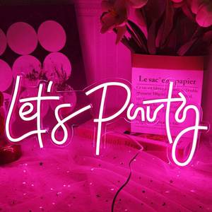 lot 2335 image: Lets Party Neon Sign, LED Neon Lights for Bedroom Wall Decor, Art Decorative Lights for Bachelorette Party, Engagement Party, Birthday Party, Living Room, Gamer Room Decor Aesthetic (Pink)