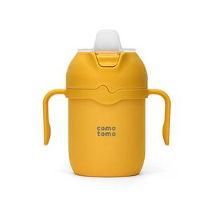 lot 2337 image: Comotomo Toddler Tumbler 8oz Insulated Sippy Cup with Silicone Straw and Spout, Yellow (Yellow)