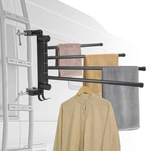 lot 3409 image: AshKiz RV Clothes Drying Rack, RV Ladder Clothes Drying Rack, Four 12.7 Long Arms, No Drilling Anti-Rust for Ladder Boats Camper Trailer Travel Hotel Home