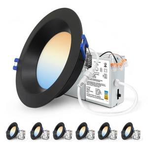 lot 3421 image: Adetu 4 Inch Anti-Glare LED Downlight,Dimmable Ceiling Light with 5CCT Reset,Selectable from 2700K to 5000K - 12W 1080LM, ETL Certified (Black, 6 Pack Round)