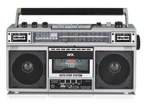 QFX J-220BT Silver Boombox MP3 Conversion from Radio to Cassette with 4-Band (AM, FM, SW1, SW2) Radio with Bluetooth, Dual 3" Speakers, Built-in Microphone, Recorder, 3-Band Equalizer
