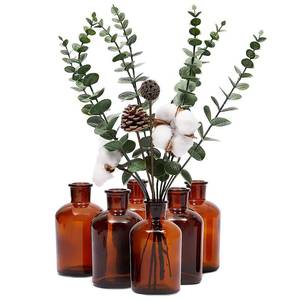 lot 3432 image: Farmlyn Creek 6 Pack Small Glass Vases for Centerpieces, Amber 7.5 oz Propagation Jars for Flowers, Table Centerpieces, Apothecary, Home Decor (2.8 x 5 in)