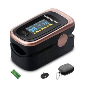 lot 4317 image: Oxygen Saturation Monitor, Wrinery Premium Pulse Oximeter Fingertip, Oxygen Monitor, O2 Saturation Monitor, OLED Portable Oximetry with Batteries, Lanyard (Rose gold-Royal black)