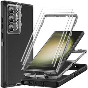 lot 4326 image: TFDSEUGH for Samsung Galaxy S23 Ultra Case with 2Pcs Self Healing Flexible TPU Screen Protector & Camera Lens Protector, 3 in 1 Heavy Duty ShockproofDrop ProofDust Proof Case (BlackGrey)
