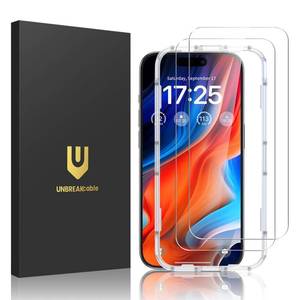 lot 4330 image: UNBREAKcable 2-Pack Screen Protector for iPhone 16 Pro Max, Military-Grade Shatterproof Tempered Glass 9H Hardness Easy Installation Frame 99.99% HD Clear for Apple iPhone 16 Pro Max