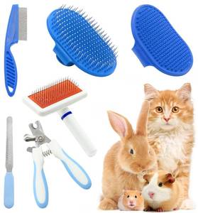 lot 4332 image: Crafterlife Pet Grooming Kit with Slicker Brush Bath Massage Glove Brush Pet Shedding Comb Nail Clipper Trimmer 6 Piece Set for Rabbit Kitten Guinea Pig Cat Chinchilla Ferret Small Animals