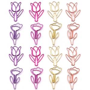 lot 4333 image: Hesena 100 Pcs Cute Flower Shaped Paper Clips Set, 50 Pcs Floral & 50 Pcs Tulip Shaped Shape Paper Clipss, for Office and Home (Flower Shaped)