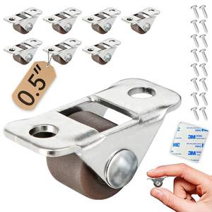 lot 4339 image: Mini Fixed Drawer Rubber Caster Wheels, 0.5 Inch, Non Swivel Craft recessed Caster Wheels, Set of 8, 12 Inch Small Rigid Low Profile Adhesive Stick Castors, for Home Furniture and Under-Bed Storage
