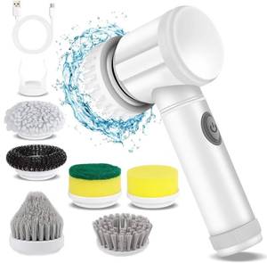 lot 4359 image: HFLYJPYW Electric Spin Scrubber - Shower Scrubber,Bathroom Scrubber Electric,for Cleaning Tub, Floor, Tile, Window, Sink, Kitchen Cleaning with 6 Electric Cleaning Brush Head (6)
