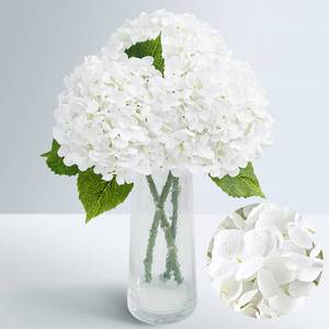lot 4364 image: Waipfaru 21 Real Touch White Hydrangea Artificial Flowers with Long Stem & Leaves, Full Latex Faux Hydrangea Flowers for Home Decor Party Floral Arrangements Wedding Bouquets Centerpieces, 3Pcs