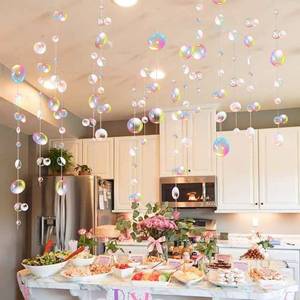 lot 4382 image: Transparent Bubble Garlands Mermaid Party Decoration Colored Flat Cutouts Hanging Streamer for Birthday Baptism Wedding Ocean Wall Decal Baby Shower Under Sea Festal Kid Room Photo Props (Color)