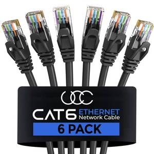 lot 4392 image: Cat 6 Ethernet Cable 15 Feet 6 Pack, Cat6 RJ45 Ethernet Patch Cables, High-Speed Computer Wire 10Gbps 500Mhz, UTP Cat6 Internet LAN Cable Cord for Router Modem PS45 Xbox, Outdoor&Indoor - Black