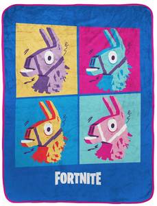 lot 4416 image: Fortnite Blue Llama Travel Blanket - Measures 40 x 50 inches, Bedding Features Warhol Design - Fade Resistant Super Soft Plush Fleece (Official Product)