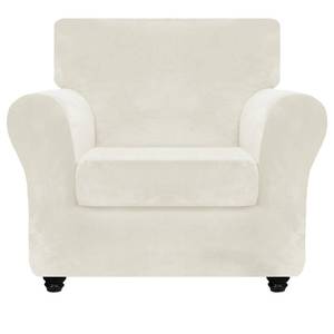 lot 5470 image: ZNSAYOTX Luxury Velvet Chair Slipcovers with Arm 2 Piece Stretch Chair Covers for Living Room Thick Soft Armchair Slipcover Anti Slip Pet Friendly Furniture Protector (Beige),30-47(1 Cushion)