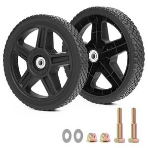 lot 5472 image: phepetroll 10 Inch Lawn Mower Wheels Kits Universal 10 Push Mower Wheels with 12 Bearing, Bolts & Nuts, Plastic Replacement Tires for Most Standard Garden Tiller, Pressure Washer, Handtruck, 2 Pack