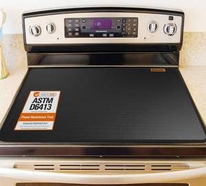lot 5478 image: PONGARD Fireproof Stove Top Covers for Electric Stove, Waterproof & Heat Resistant Mat for Glass Top, Stovetop Protector, Anti-Scratch, 28x20 Black