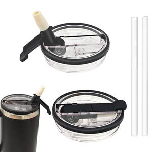 lot 6162 image: 2 Pack 30 oz Detachable Flip Straw Pro Lid Replacement for Stanley Quencher and ProTour,Leak Proof Lids��No Spill Dust-proof Tumbler Lids Reusable for 30oz Stanley Accessories (Black, 30oz)