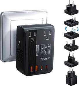 lot 6216 image: Upgraded 350W Voltage Converter US to Europe for Hair Straightener Shaver Toothbrush CPAP Camera Cell Phone - 220V to 110V Converter for European Travel, Power Converter Adapter Combo with PD Chargers