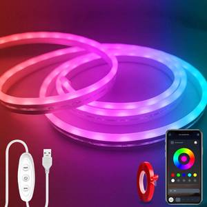 lot 6236 image: Yeewhale LED Neon Lights��6.6ft USB Powered LED Strip Lights��5V Music Sync Color Changed Rope Light with APP Control��IP65 Waterproof RGB Rope Lights for Bedroom��Cabinet,Kitchen (with Adhesive Backing)