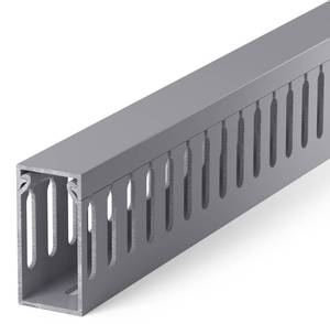 lot 6255 image: ZhiYo H2in x W1in Server Rack Cable Management Raceway, 99in (6X L16.5in) Cable Raceway Kit, Electrically Safe PVC Open Slot Wire Cover, Cord Hider for Under DeskComputerNetwork Cords, Grey
