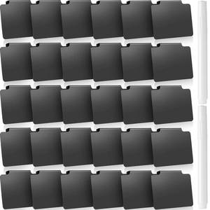 lot 6264 image: 32 Pieces Basket Labels Clip Set, Include 30 Pieces Kitchen Clip Label Holder Removable PVC Bin with 2 Pieces Chalk Marker for Basket Pantry Organization Box (Black Label Clip, White Pen)