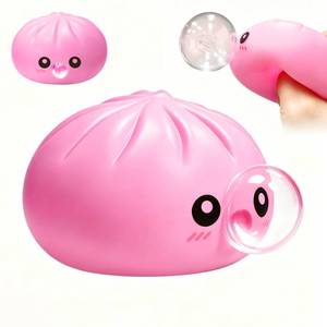 lot 6272 image: 2026 Upgrade Dumpling Squishy Mystery Box,New Dumpling Squishy Blow Bubbles,Dumplings Stress Balls Fidget Sensory Balls,Rainbow Dumplings, Cute Anxiety Relief Fidget (Pink)