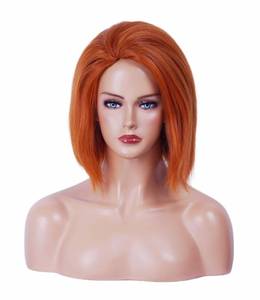 lot 6276 image: NJJYXH 14 Inches Short Straight Auburn Ginger Wigs for Women or Men Doll Cosplay Copper Red Synthetic Hair Wig for Costume or Halloween Party