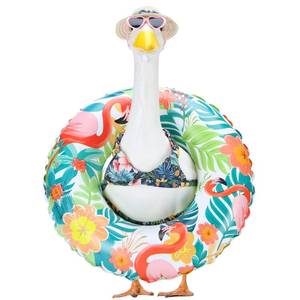 lot 6281 image: EKOREST Hawaiian Porch Goose Outfits for 23 Inch Lawn Statue, Summer Bikini with Swim Ring Costume for PlasticCement Statue, Tropical Sculpture Clothes for Swimming Pool Party Beach Decoration