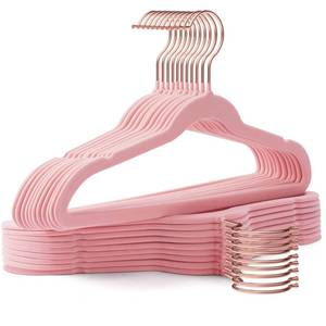 lot 6292 image: Uinicor Toddler Hangers,50 Pack 11 Inch,Velvet Baby Hangers Slim & Space-Saving,Baby Clothes Hangers with 360 Swivel Hook,Heavy Duty Felt Hanger for Childrens Coats, Pants,and Dress (Pink)