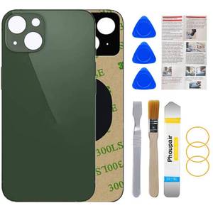 lot 6297 image: Phoupair Back Glass Replacement Compatible with iPhone 13 6.1 Inches with Repairing Kit and Installation Manual (Green)