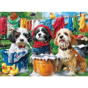 lot 6298 image: 300 Piece Puzzles for Adults,Cute Dogs Jigsaw Puzzle for Adults Kids Seniors,Recycled Cardboard Dogs Large Piece Puzzle 300 Piece,Family Activity Great Gift for Family Friends 20.5  15 in