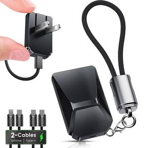 lot 6299 image: USB C Charger for iPhone 1615 Charger Fast Charging, GaN Keychain Design Fast Wall Charger Block with 2 Pack USB C to C & C to Lightning Cable, Foldable and Compact for iPhone 171615, iPad(Black)