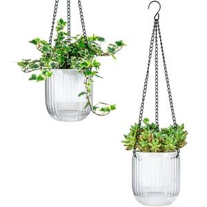 lot 6308 image: Josteve 4.5 Inch 2 Pcs Self Watering Hanging Planter Indoor Plant Pots Drainage Holes, Outdoor Small Hanging Planters Flower Pot Basket, Visible Water Level, Plant Hanger Home Decor, Gardening