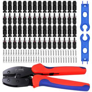 lot 6313 image: 63 PCS Solar Connector Kit - Solar Crimping Tool for Solar Panel Cable with 30 Pairs MaleFemale Solar Connectors, 1PCS Wire Crimper, 2 PCS Spanners Wrench, Crimper Set for 2.54mm� Solar PV Wire