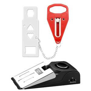 lot 6318 image: Portable Door Lock & Door Stop Alarm Set, Dual Protection for Privacy and Safety in Home Door Lock Kit, Door Alarm with 120dB Siren for Travel, Hotel, Apartment, College, Home