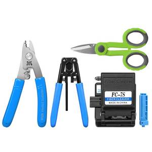 lot 6323 image: BAOSHLA��5-piece kit��Fiber optic Termination tool kit 7S Optical Fiber Cleaver with 3 Port Stripper For 125�m-250�m and 3.0 mm x 2.0 mm Optical Stripper and Cable Cutter Scissors for Fiber Optic Shears
