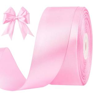 lot 6327 image: CLUEWR 1-12 Inches 50 Yards Light Pink Satin Ribbon, Solid Fabric Ribbon Roll for Flower Bouquets, Gift Wrapping, Wedding, Handmade Crafts